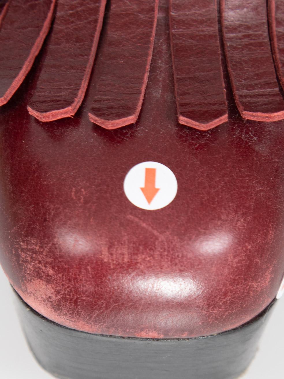 Miu Miu Burgundy Leather Platform Heeled Loafers Size IT 38 (Mocassins à talons avec plateforme en cuir) en vente 1