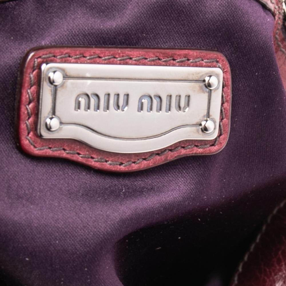 Miu Miu Burgundy Leather Ruched Front Pocket Shoulder Bag 2