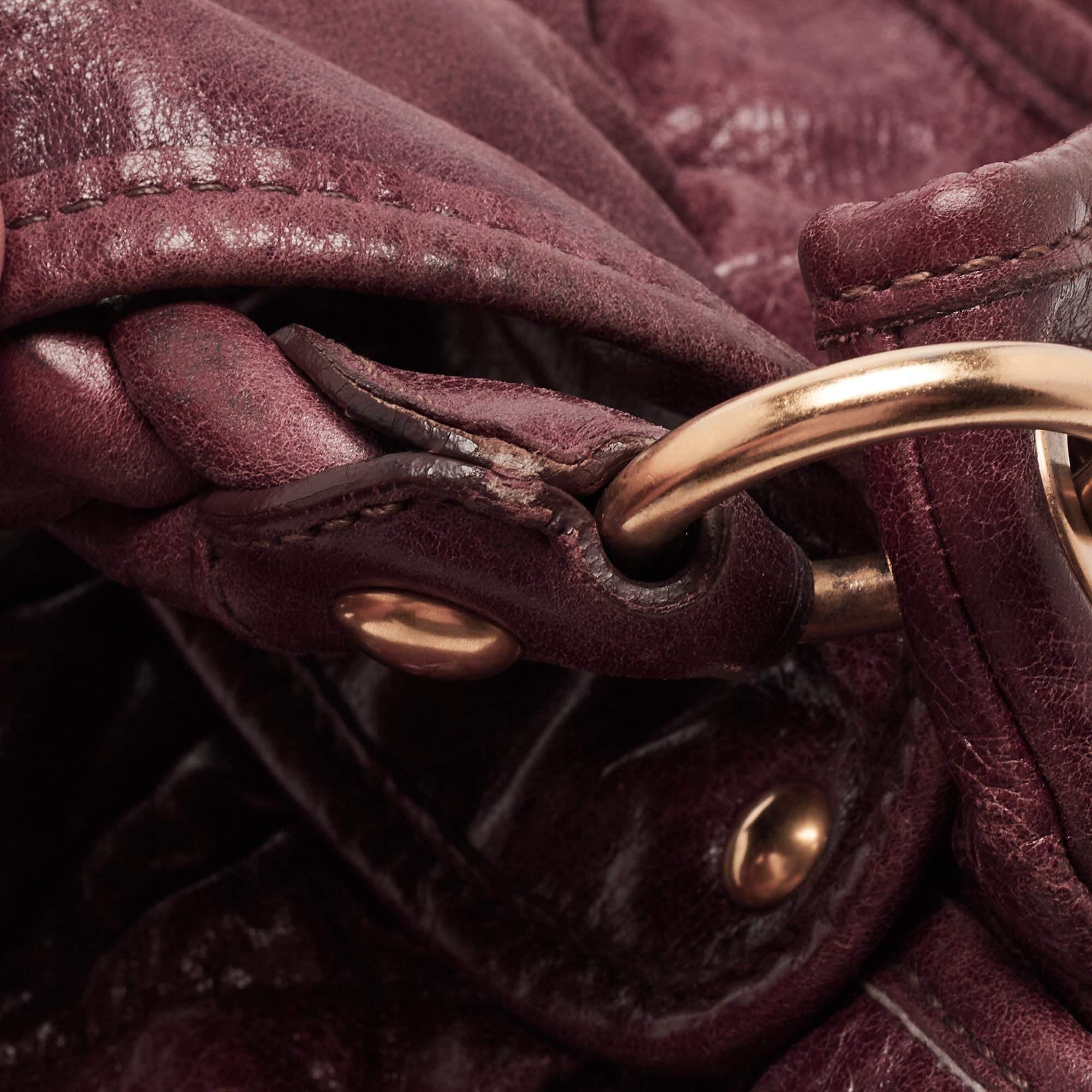 Miu Miu Burgundy Matelassé Leather Coffer Hobo 6