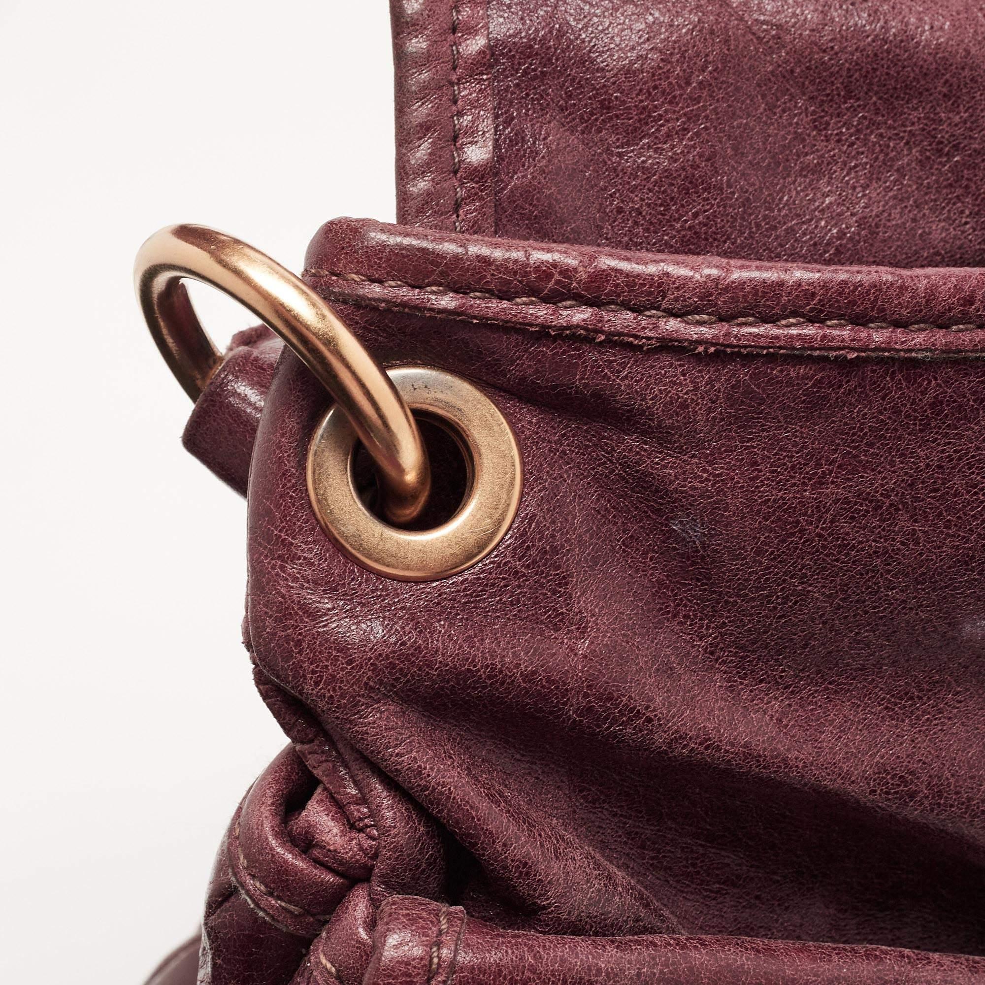 Miu Miu Burgundy Matelassé Leather Coffer Hobo 7