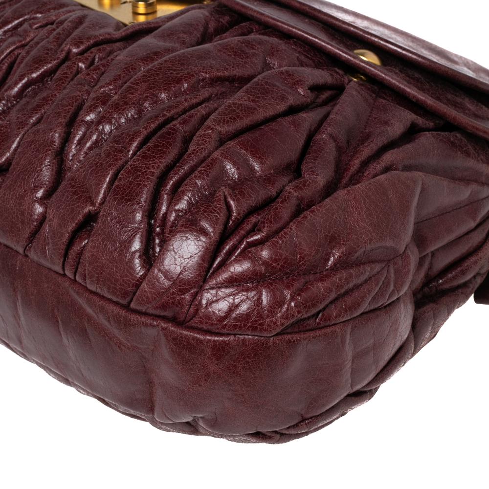 Women's Miu Miu Burgundy Matelassé Leather Coffer Hobo