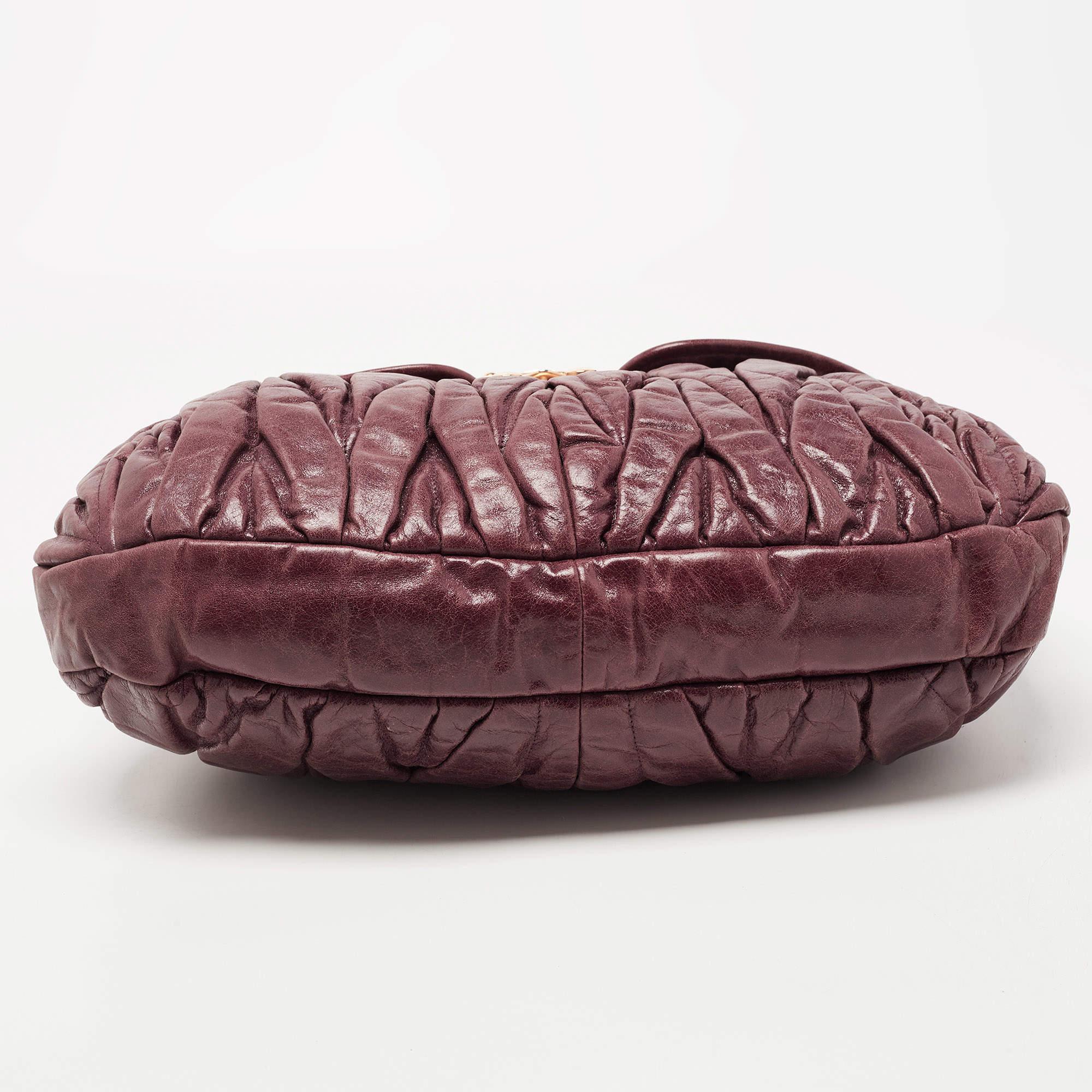 Miu Miu Burgundy Matelassé Leather Coffer Hobo 1
