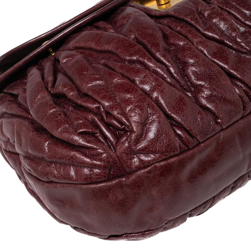 Miu Miu Burgundy Matelassé Leather Coffer Hobo 1