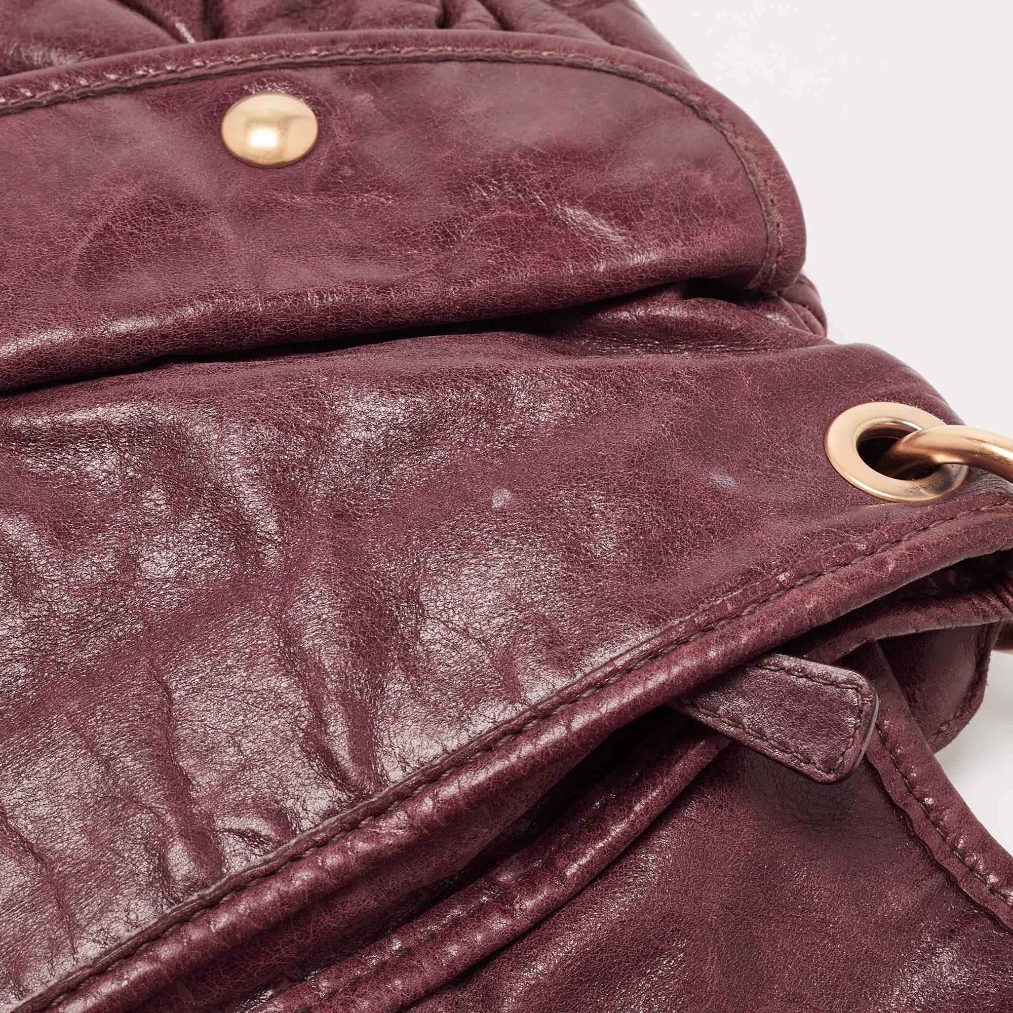 Miu Miu Burgundy Matelassé Leather Coffer Hobo 2