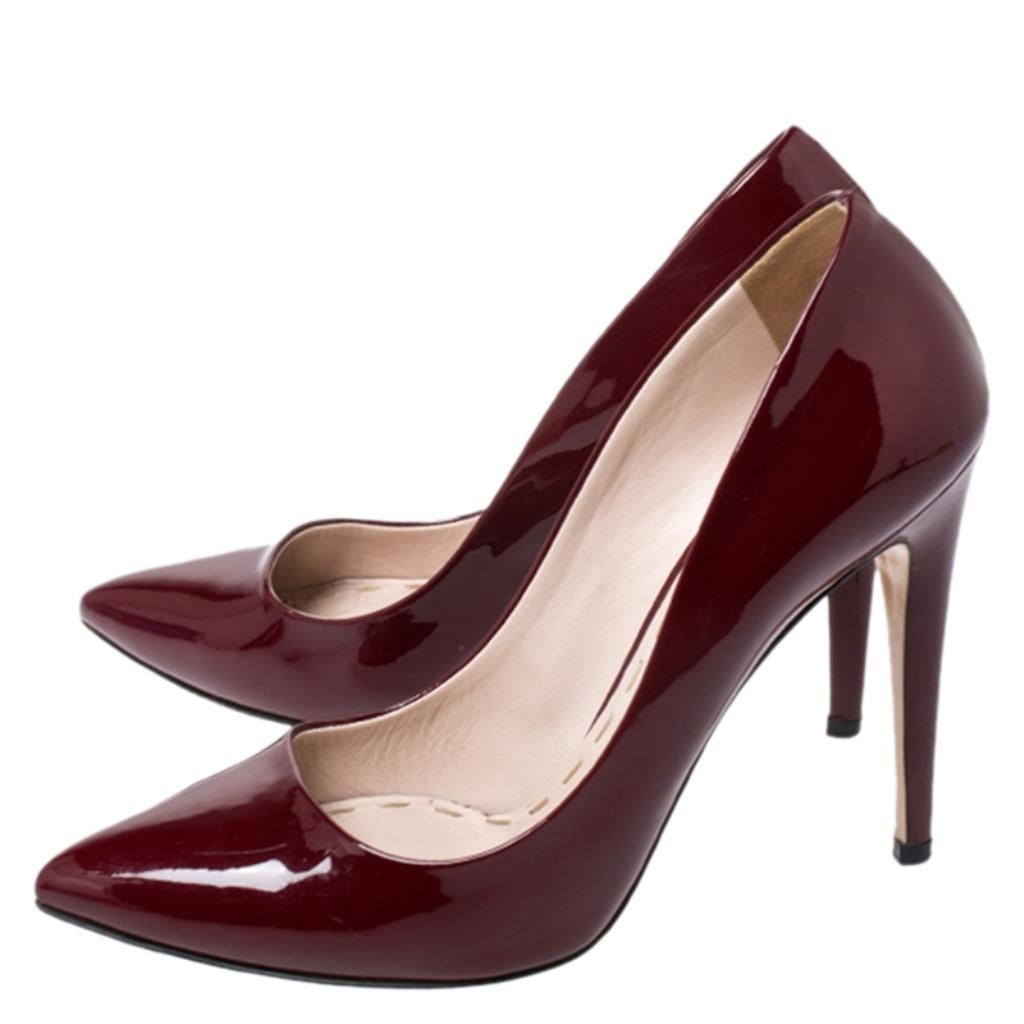 burgundy pointed toe pumps