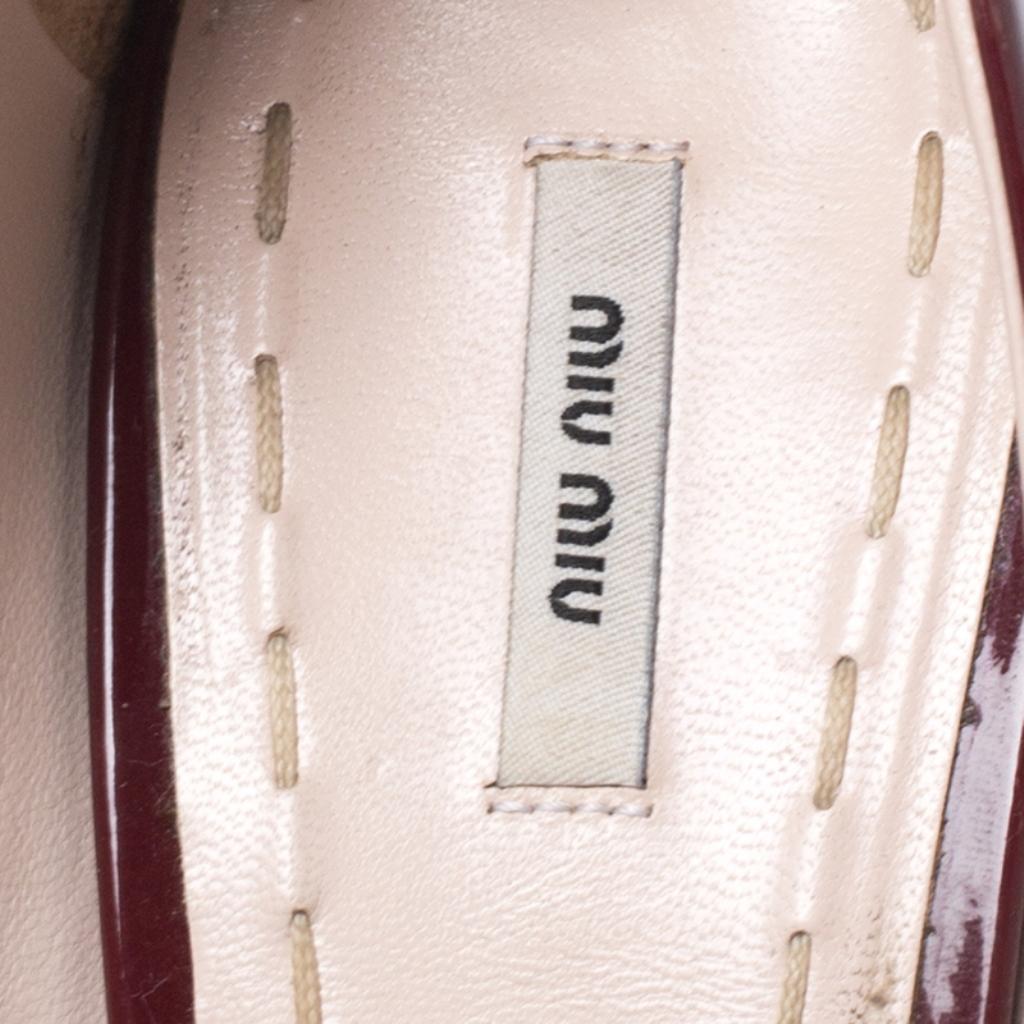 Women's Miu Miu Burgundy Patent Leather Pointed Toe Pumps Size 38