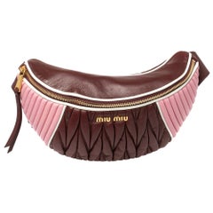 Miu Miu Burgundy/Pink Matelassé Leather Rider Belt Bag