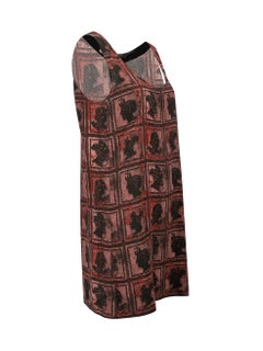 Miu Miu Burgundy Silk Portrait Mini Dress Size L