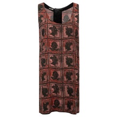 Miu Miu Burgundy Silk Portrait Mini Dress Size L