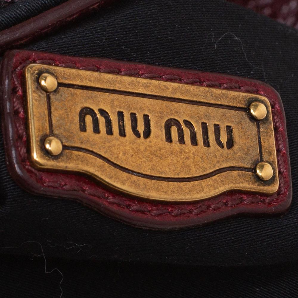 Miu Miu Burgundy/Silver Sequin and Leather Turnlock Shoulder Bag 6