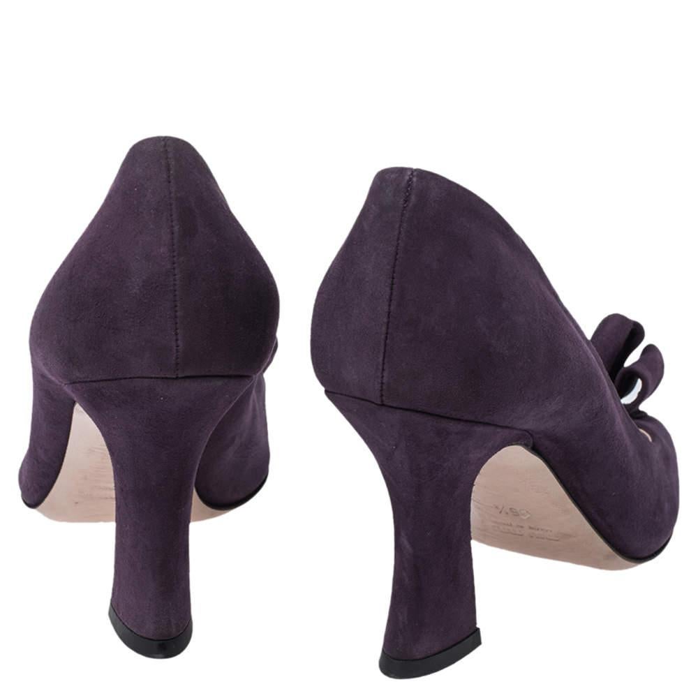 Women's Miu Miu Burgundy Suede Bow Peep Toe Pumps Size 37