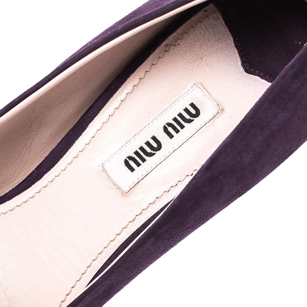 Miu Miu Burgundy Suede Bow Peep Toe Pumps Size 37 2