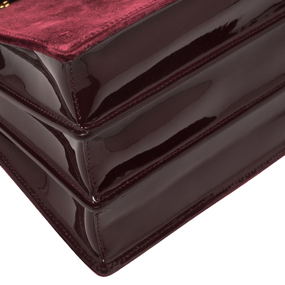 Miu Miu Burgundy Velvet and Leather Jewel Lady Top Handle Bag In Good Condition In Dubai, Al Qouz 2