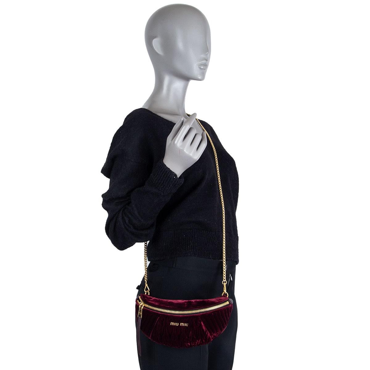 Women's MIU MIU burgundy velvet Belt Bag Hip Pack Crossbody Bag