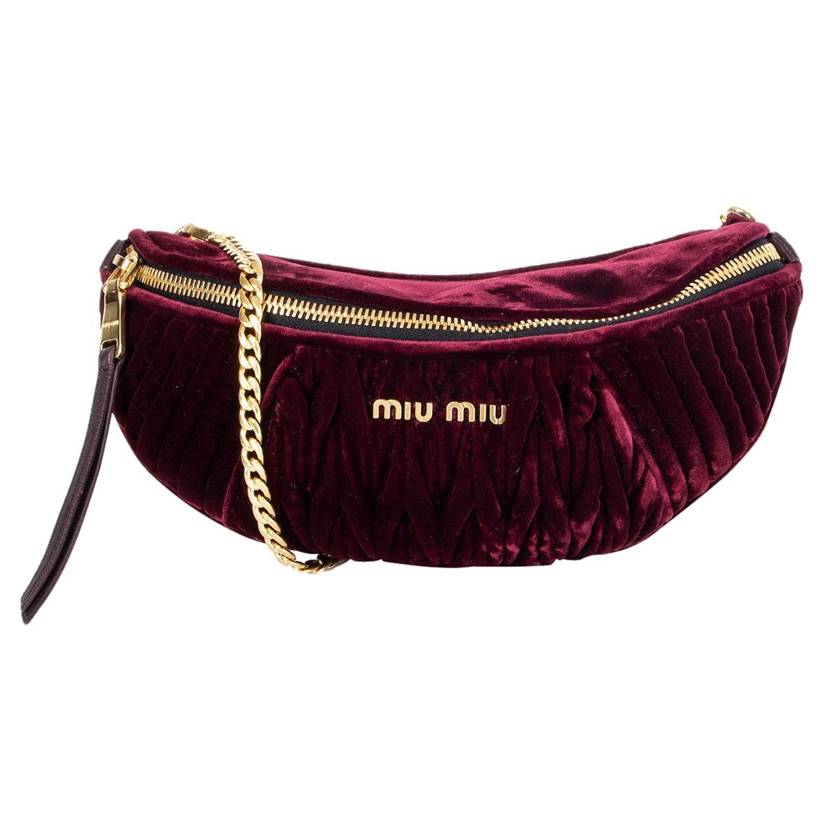 MIU MIU burgundy velvet Belt Bag Hip Pack Crossbody Bag