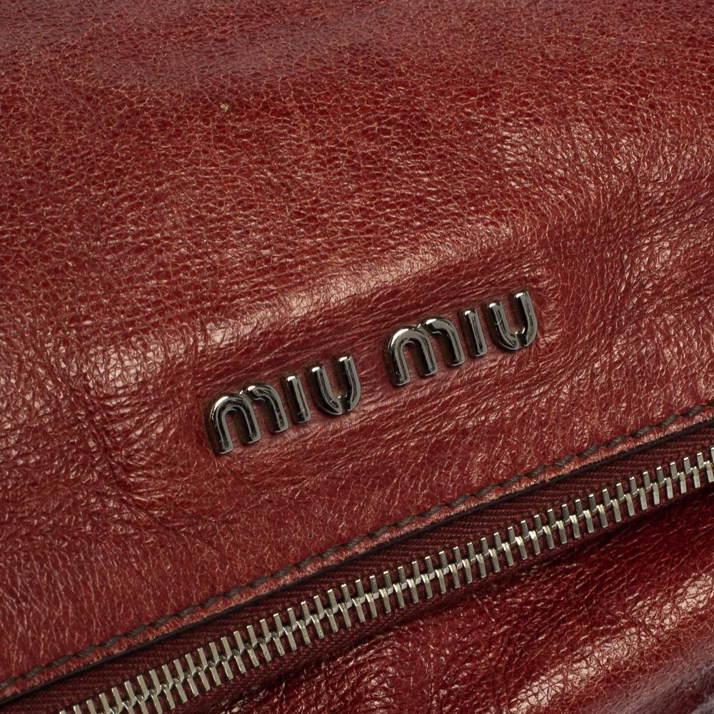 Miu Miu Burgundy Vitello Lux Leather Bow Satchel 7