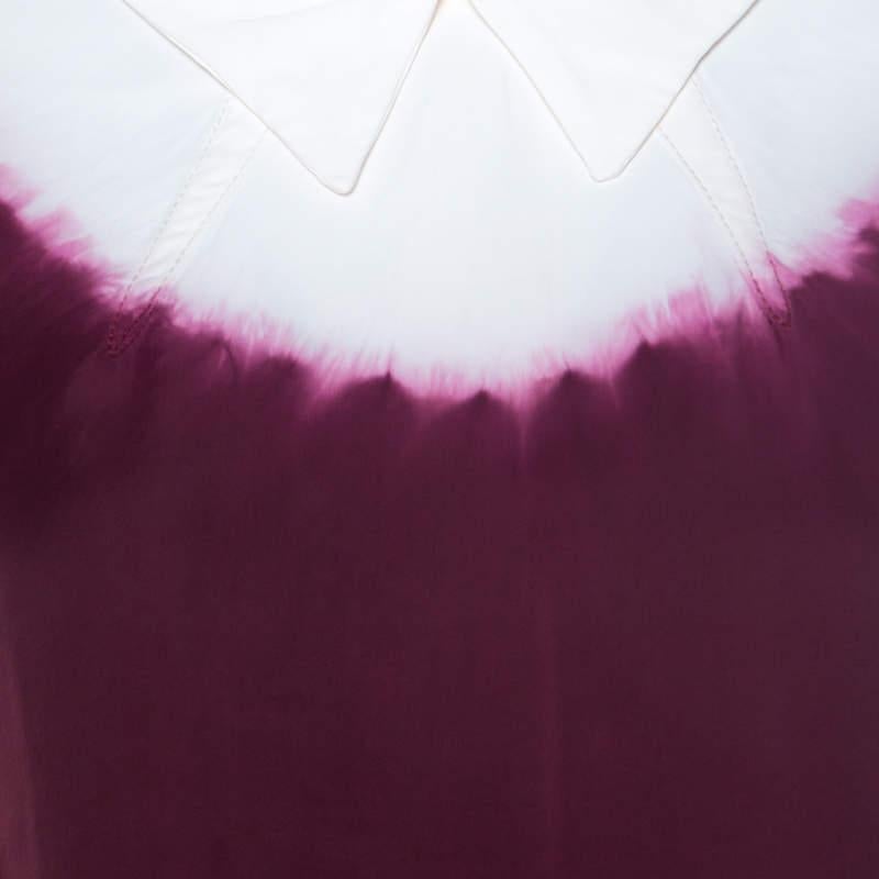 Miu Miu Burgundy White Ombre Coated Satin Sleeveless Top M In Good Condition In Dubai, Al Qouz 2