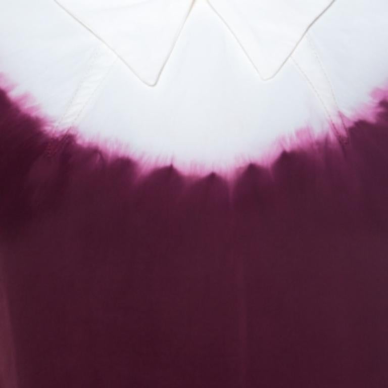 Miu Miu Burgundy White Ombre Coated Satin Sleeveless Top M en Bueno estado para la venta en Dubai, Al Qouz 2