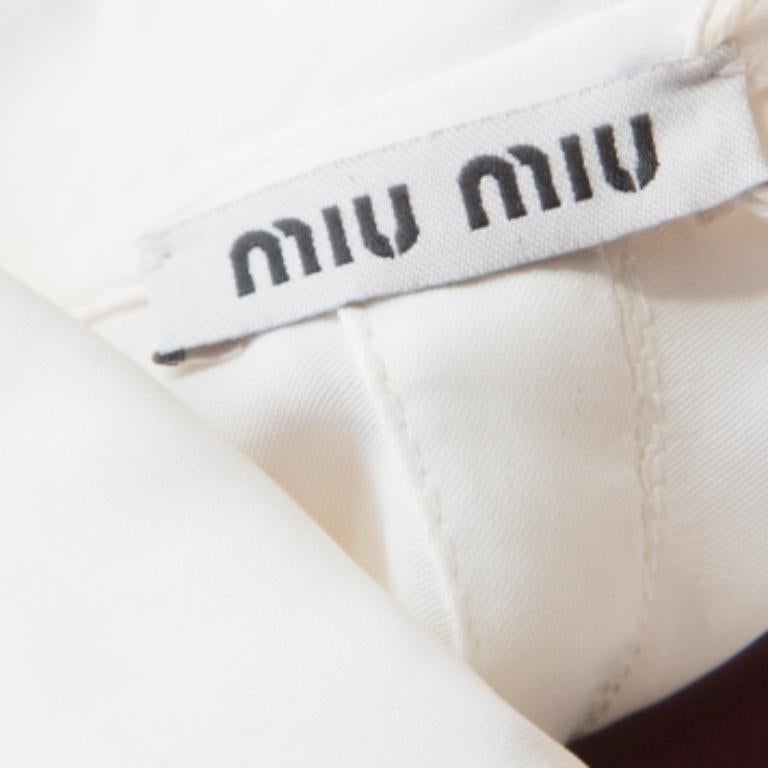De las mujeres Miu Miu Burgundy White Ombre Coated Satin Sleeveless Top M en venta