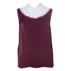 Miu Miu Burgundy White Ombre Coated Satin Sleeveless Top M