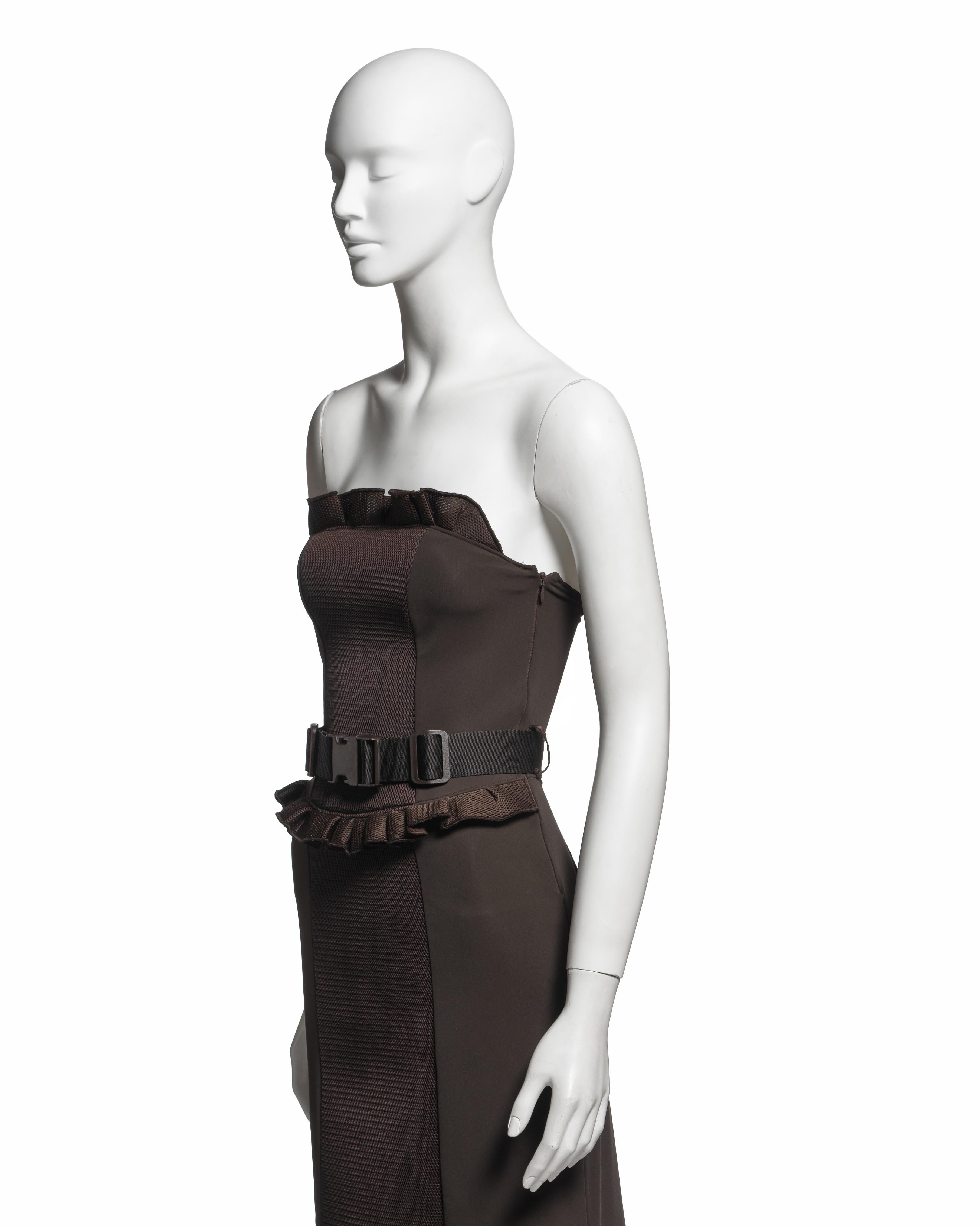 Miu Miu by Miuccia Prada Robe à colonnes à volants, marron, FW 1999 en vente 6