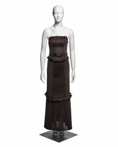 Miu Miu by Miuccia Prada Brown Ruffled Column Dress, FW 1999