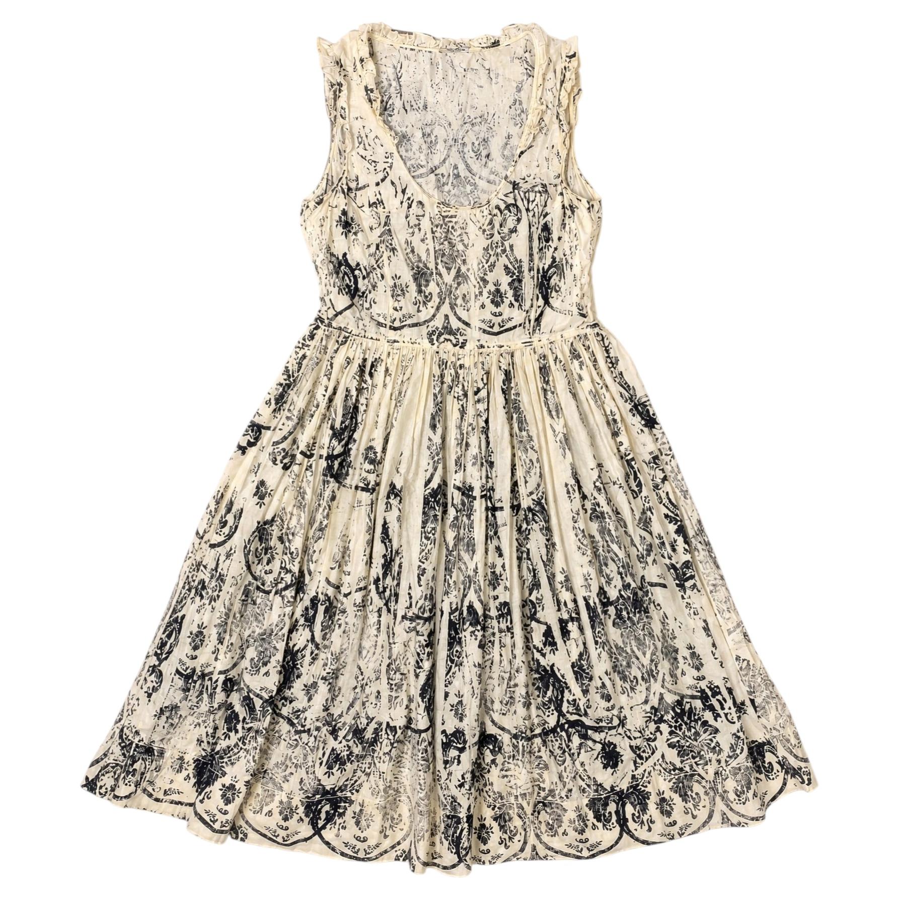MIU MIU by Miuccia Prada Toile de Jouy Midikleid aus Baumwolle SS 2002