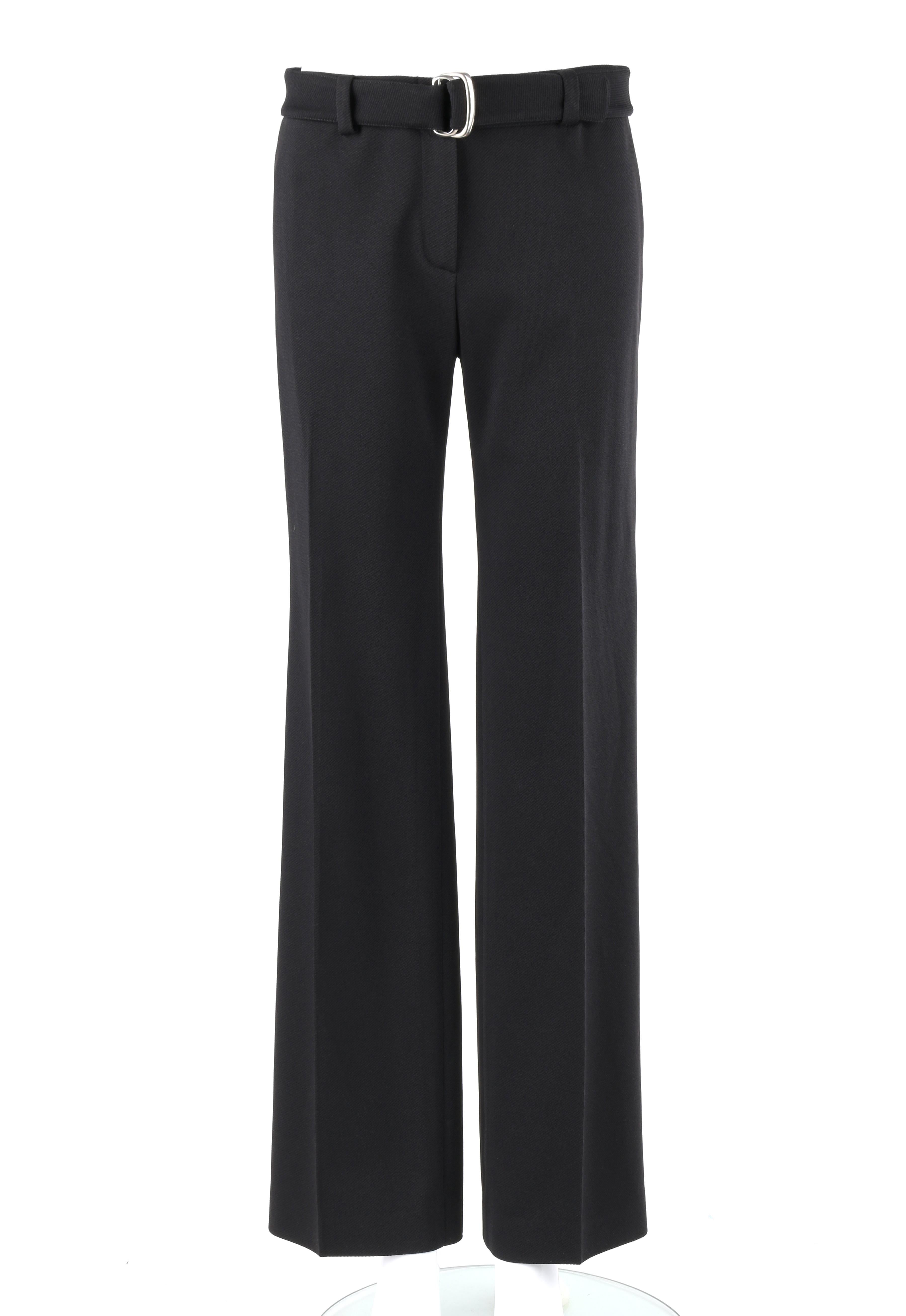 MIU MIU c.2000's PRADA Black Longline Twill Belted Long Jacket Pant Suit Set 1