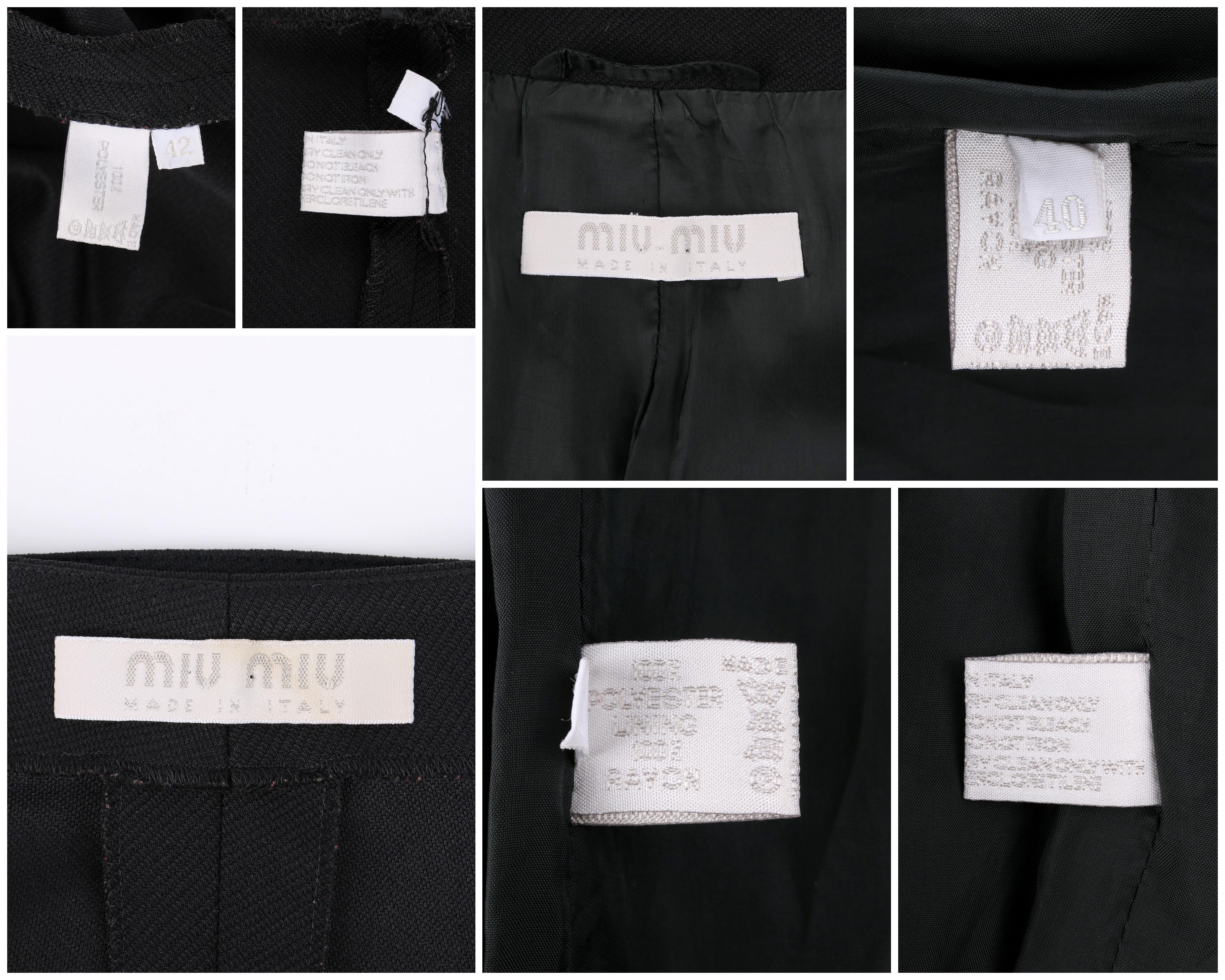 MIU MIU c.2000's PRADA Black Longline Twill Belted Long Jacket Pant Suit Set 4
