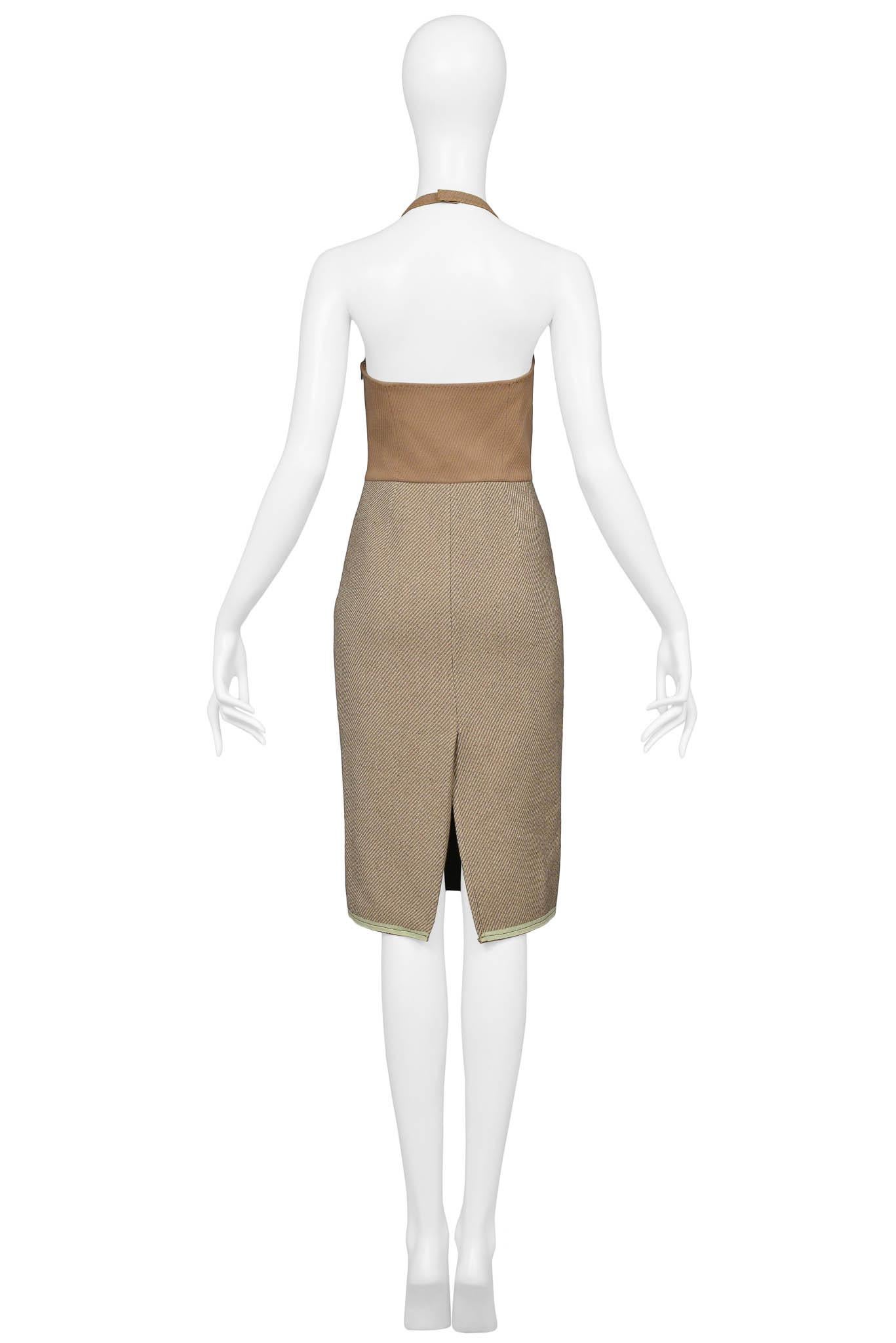 Miu Miu Camel And Wool Halter Dress 2000 In Excellent Condition In Los Angeles, CA