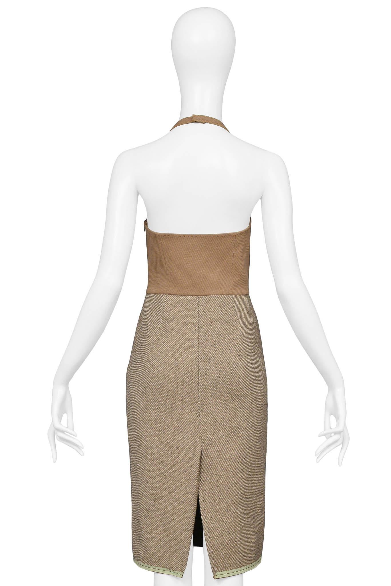 Women's Miu Miu Camel And Wool Halter Dress 2000