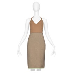 Miu Miu - Vestito a mezzaluna in cammello e lana 2000