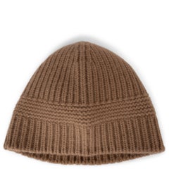 MIU MIU camel brown wool & cashmere 2022 LOGO Beanie Hat M