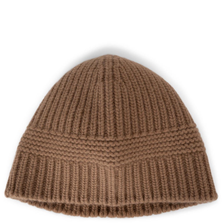 MIU MIU camel brown wool and cashmere 2022 LOGO Beanie Hat M  display picture 3