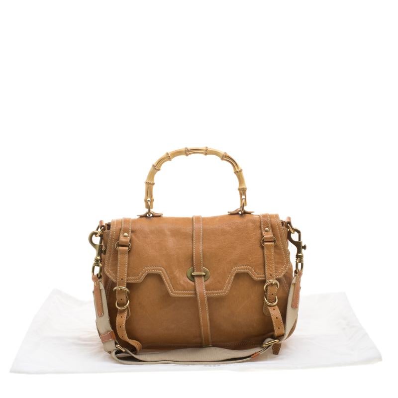 Miu Miu Camel Leather Bamboo Handle Satchel 5