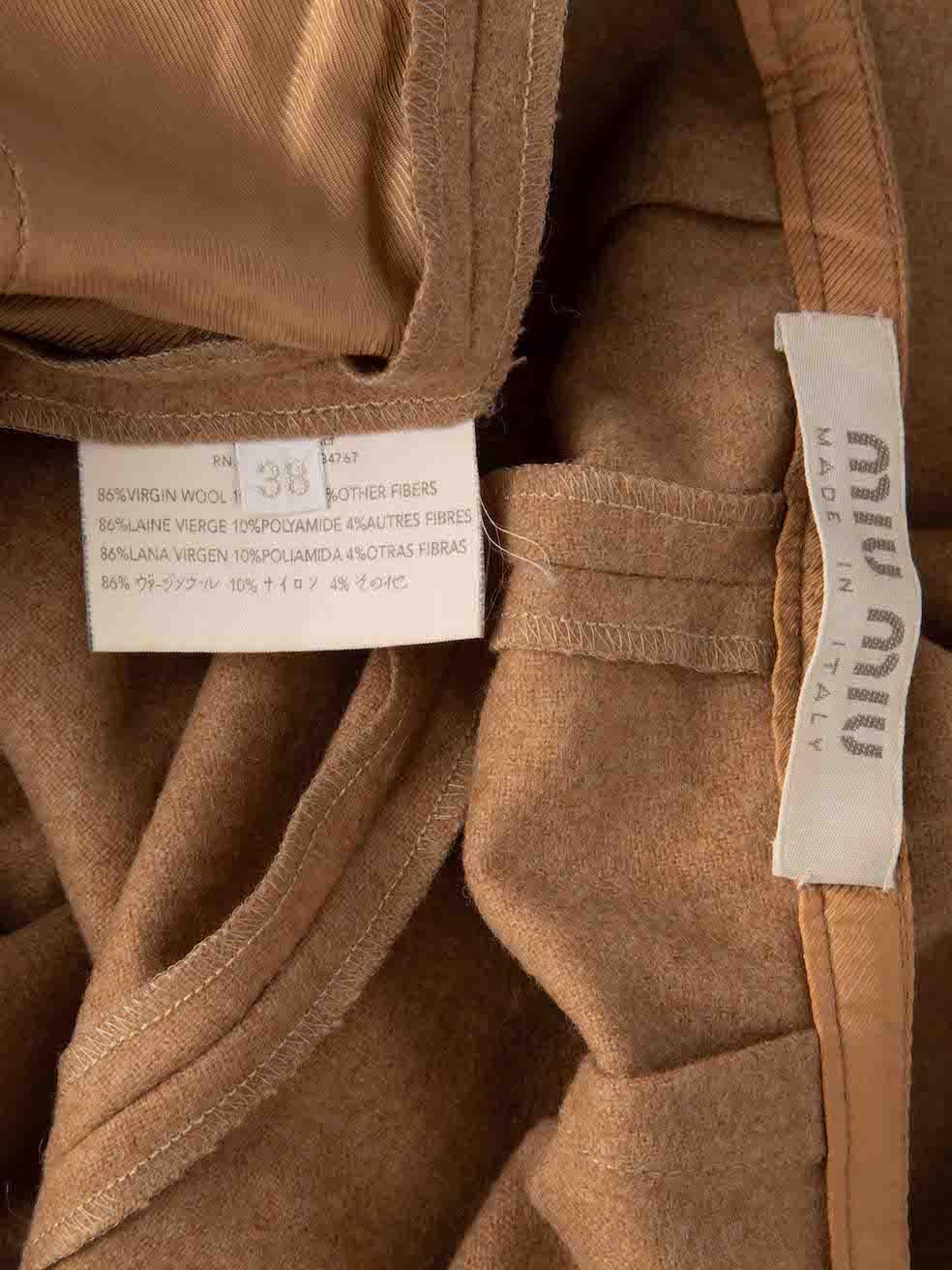 Camel Straight Leg PU Leather Trousers - Moxxi