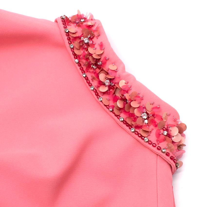 Miu Miu Candy Pink Cady Dress Coat with Sequin Embellished Collar For Sale 4