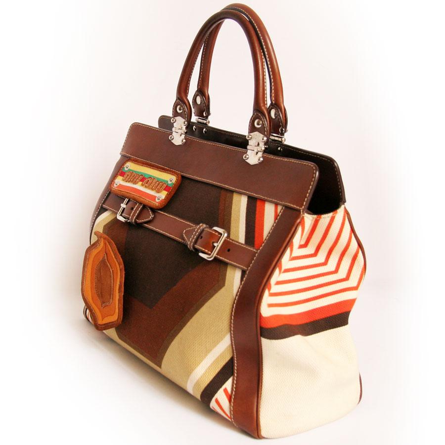 Brown MIU MIU Canvas And Leather Bag