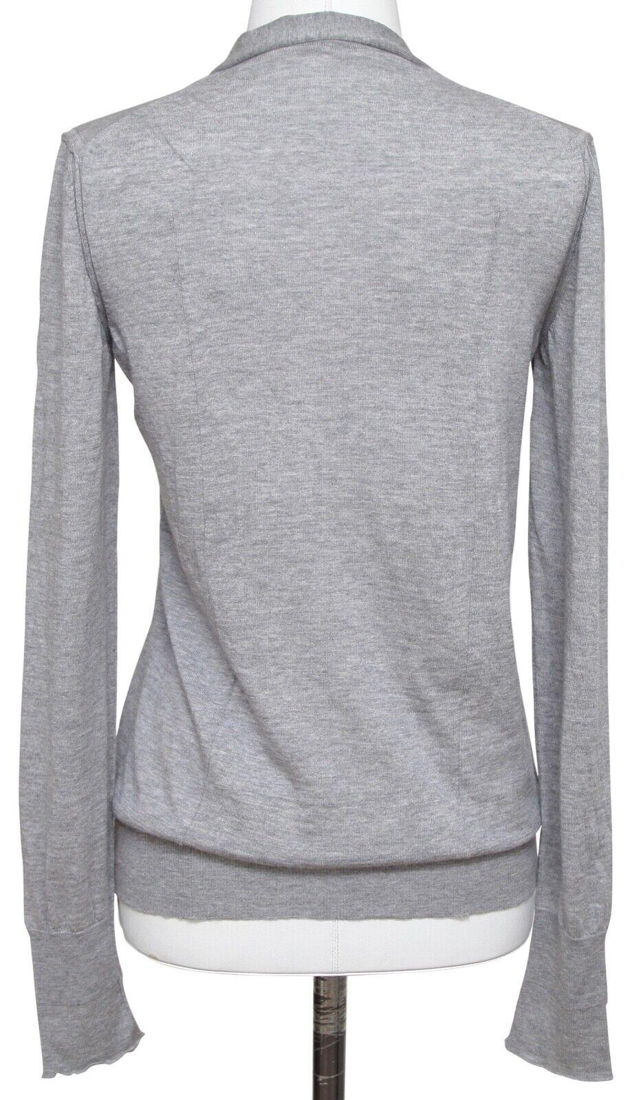 Women's MIU MIU Cardigan Sweater Knit Top Grey Wool V-Neck Long Sleeve Sz 40