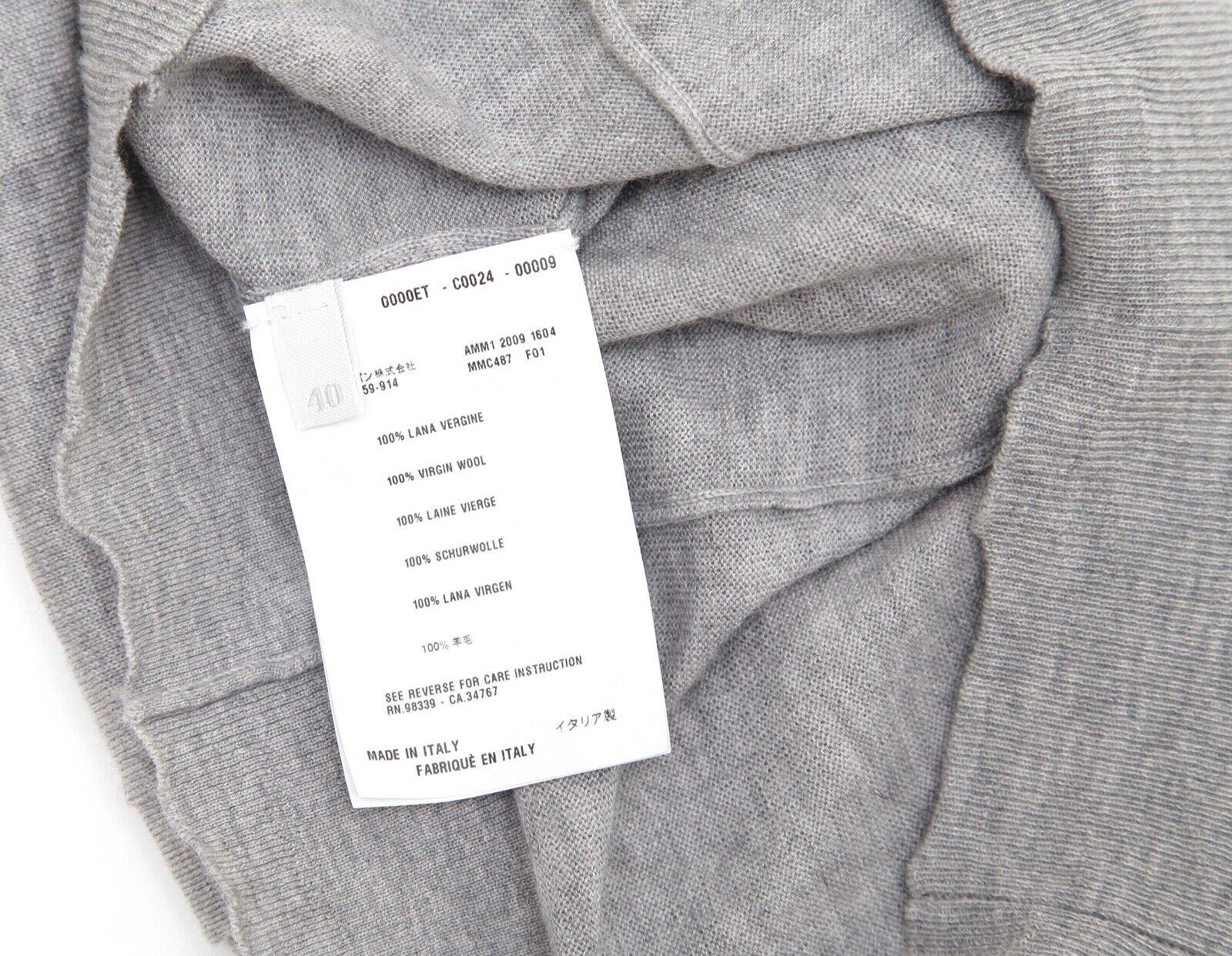 MIU MIU Cardigan Sweater Knit Top Grey Wool V-Neck Long Sleeve Sz 40 2