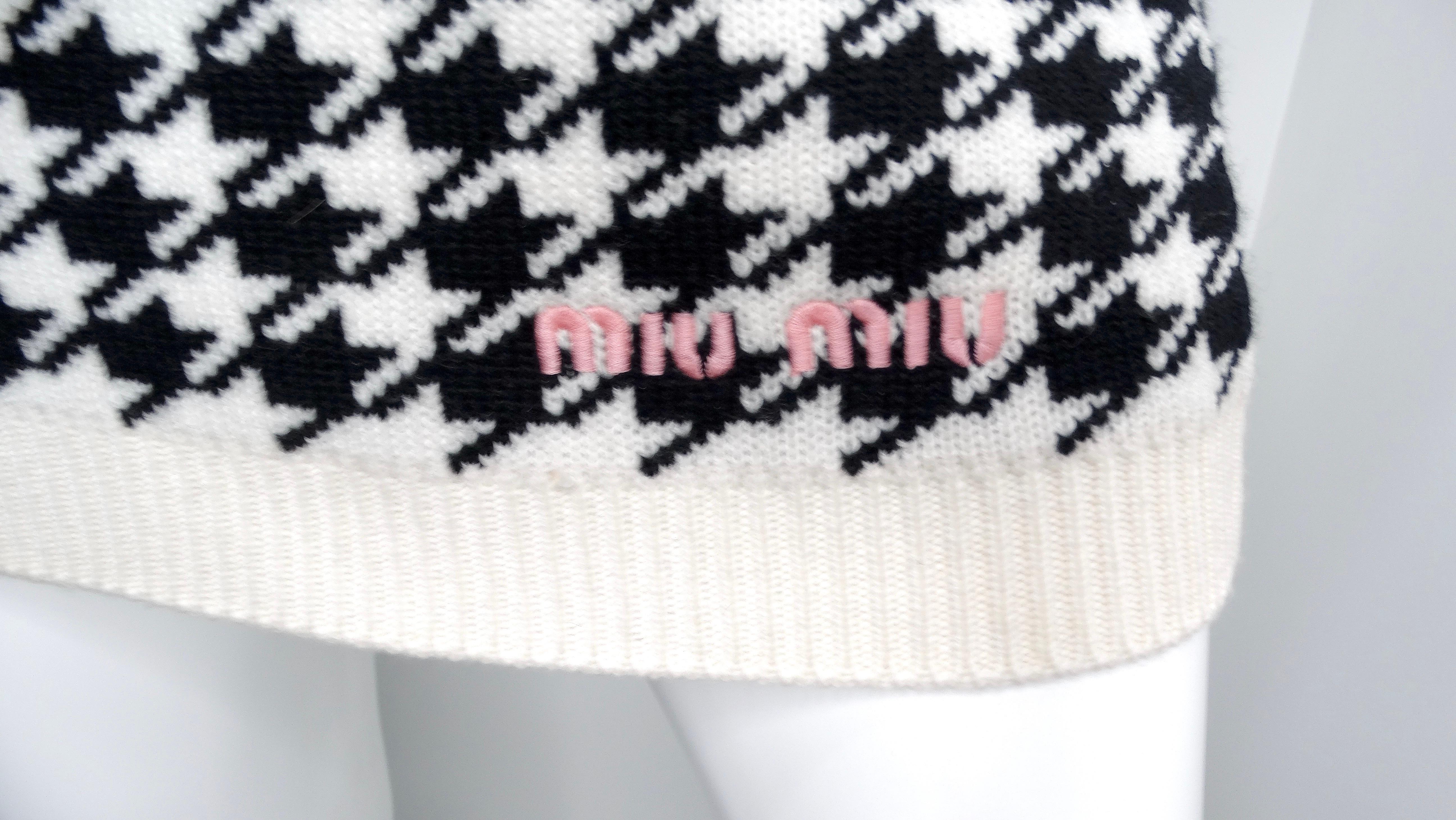 Gray Miu Miu Cashmere Mini Houndstooth Sleeveless Dress
