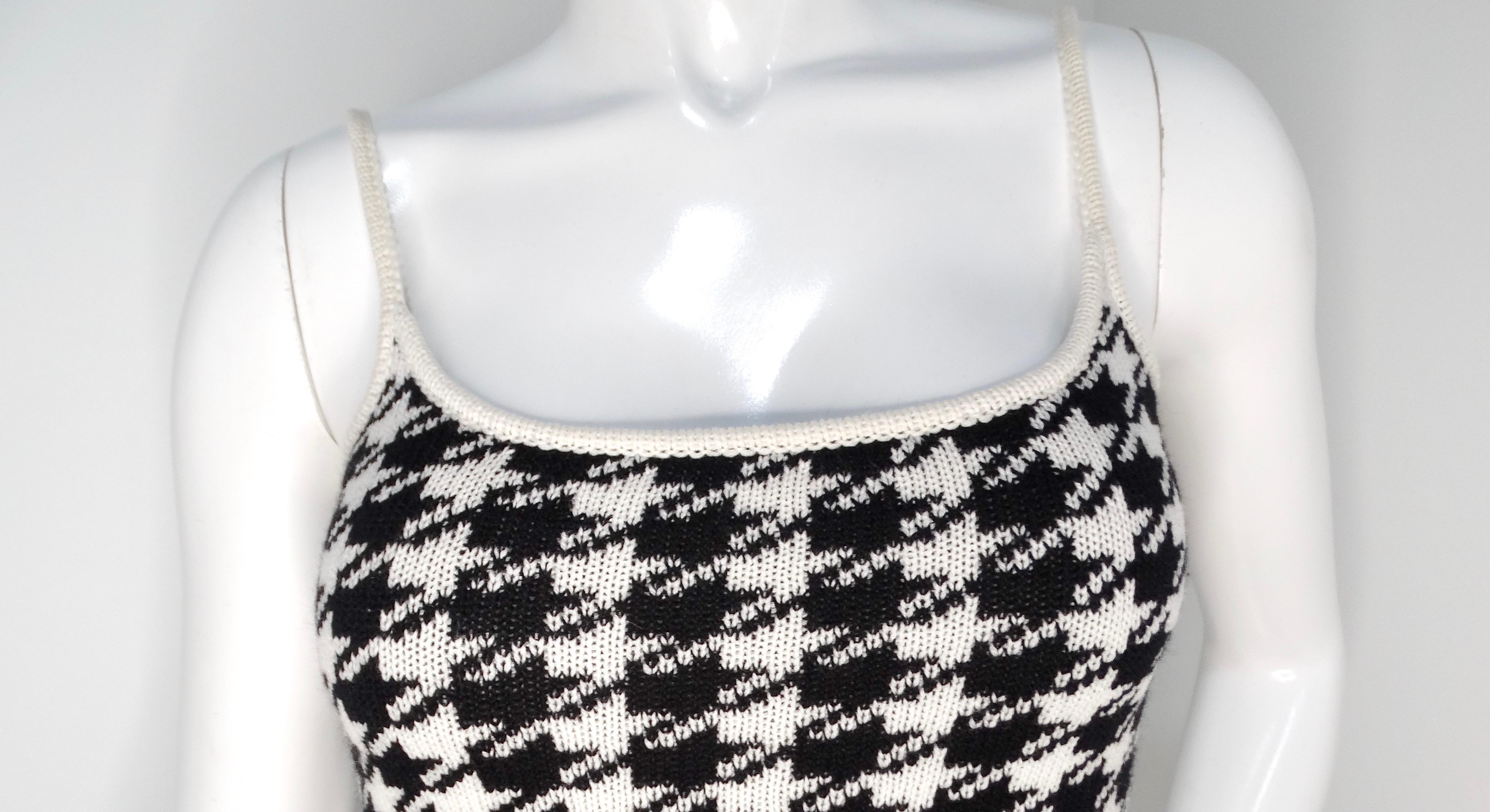 Miu Miu Cashmere Mini Houndstooth Sleeveless Dress In Good Condition In Scottsdale, AZ