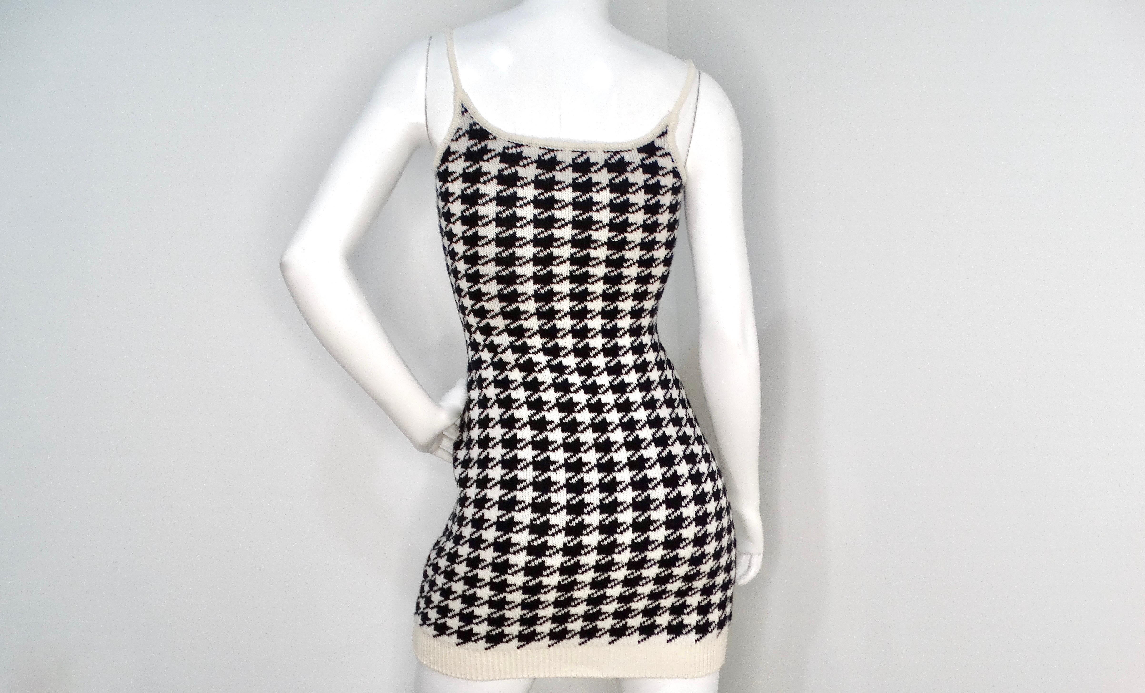 Miu Miu Cashmere Mini Houndstooth Sleeveless Dress 1
