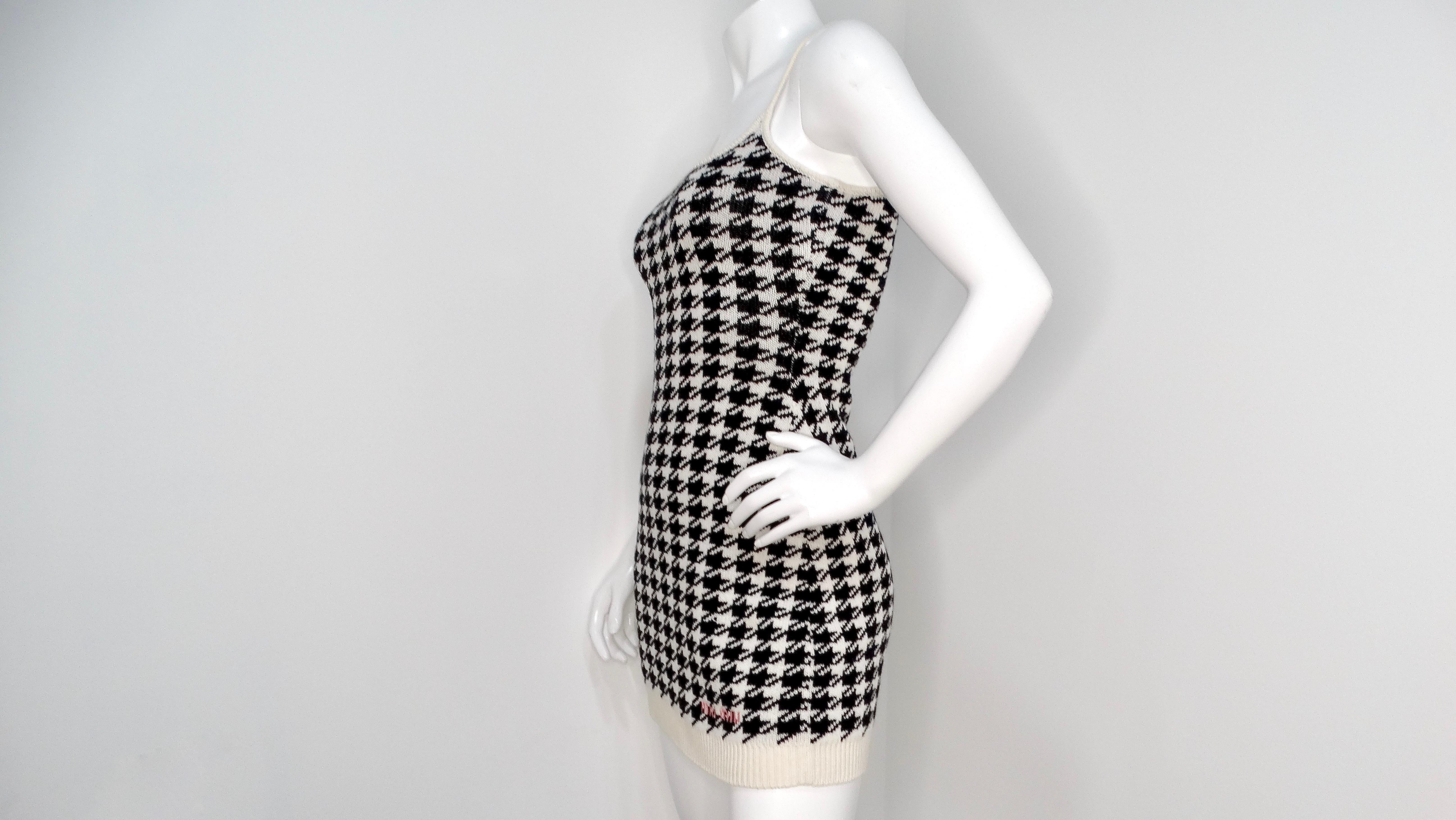 Miu Miu Cashmere Mini Houndstooth Sleeveless Dress 2