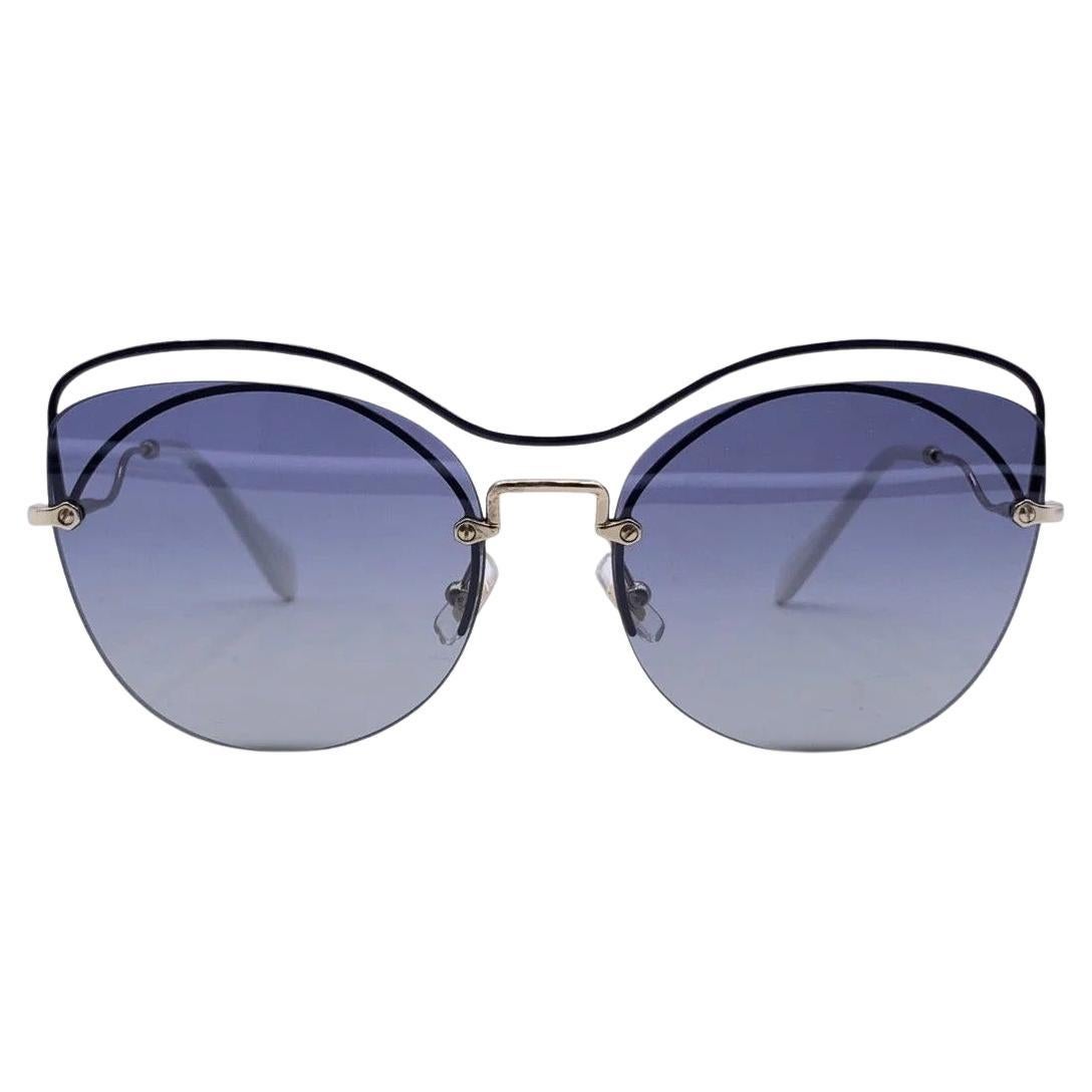Miu Miu Cat Eye Mint Women Blue Sunglasses SMU 50 T 60/17 145 mm For Sale