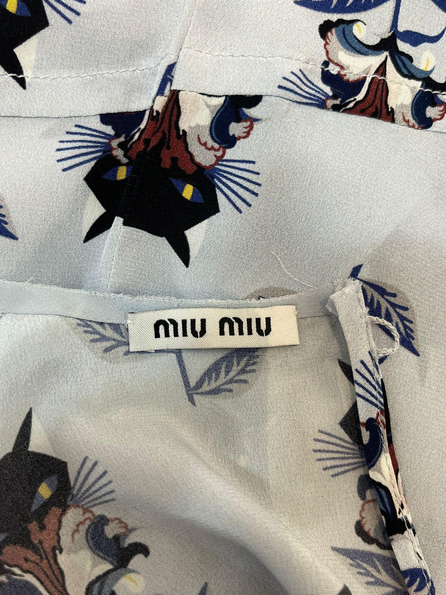 Miu Miu Cat Printed Silk Top 2
