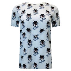 Miu Miu Cat Printed Silk Top