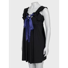 Miu Miu Chic Black Dress with Playful Purple Bow - Size 40/S