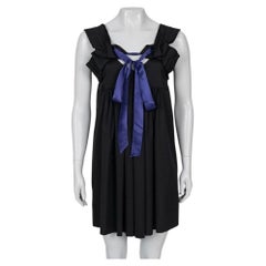 Miu Miu Chic Black Dress with Playful Purple Bow - Size 40/S