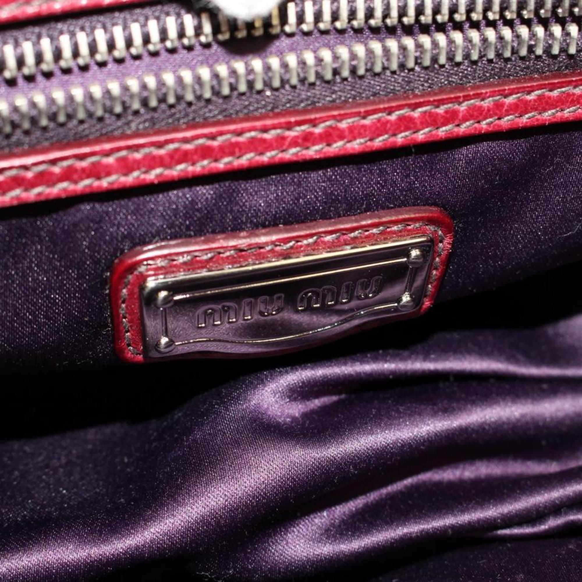 Miu Miu Cinched Hobo 2189935 Bordeaux Leather Satchel In Good Condition For Sale In Forest Hills, NY